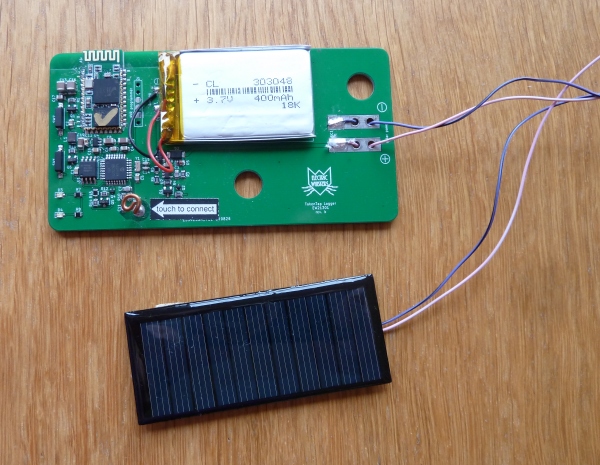Token tap PCB logger with solar panel